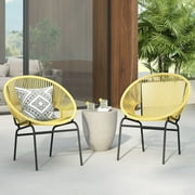 GDF Studio Carver Modern Outdoor Basket Chairs, Set of 2, Yellow