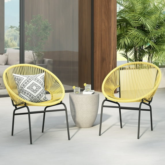 Christopher Knight Home Nusa Outdoor Wicker Club Chair (Set of 2) by Yellow