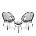 thumbnail image 1 of GDF Studio Carver Outdoor Wicker and Glass 3 Piece Chat Set, Black, 1 of 13