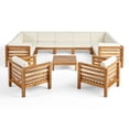 thumbnail image 1 of GDF Studio Cascada Outdoor Acacia Wood 11 Seater Sectional Sofa and Club Chair Chat Set with Cushions, Teak and Beige, 1 of 12