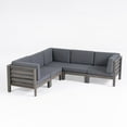 thumbnail image 1 of GDF Studio Cascada Outdoor Acacia Wood 5 Seater Sectional Sofa Set with Cushions, Gray and Dark Gray, 1 of 12