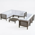 thumbnail image 1 of GDF Studio Cascada Outdoor Acacia Wood 8 Seater Sectional Sofa Set, White, 1 of 9