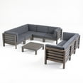 thumbnail image 1 of GDF Studio Cascada Outdoor Acacia Wood 8 Seater Sectional Sofa Set with Cushions, Gray and Dark Gray, 1 of 10