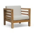 thumbnail image 1 of GDF Studio Cascada Outdoor Acacia Wood Club Chair with Cushion, Teak and Beige, 1 of 11