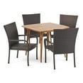 thumbnail image 1 of GDF Studio Caspar Outdoor Acacia Wood and Wicker 5 Piece Dining Set, Teak and Multibrown, 1 of 13