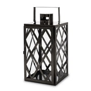 GDF Studio Cecil Outdoor Modern Stainless Steel 14" Lantern, Black