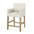 thumbnail image 1 of GDF Studio Chaparral Contemporary Fabric Upholstered Wood 26 inch Counter Stool, Beige and Weathered Brown, 1 of 9