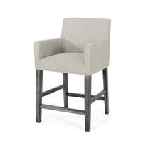 GDF Studio Chaparral Contemporary Fabric Upholstered Wood 26 inch Counter Stool, Light Gray and Gray