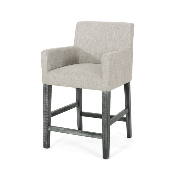 GDF Studio Chaparral Contemporary Fabric Upholstered Wood 26 inch Counter Stool, Light Gray and Gray
