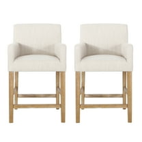 GDF Studio Chaparral Contemporary Fabric Upholstered Wood 26 inch Counter Stools, Set of 2, Beige and Weathered Natural