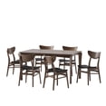 thumbnail image 1 of GDF Studio Chennault Wood and Faux Leather 7 Piece Dining Set, Walnut, Dark Brown, 1 of 8