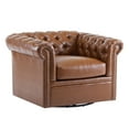 thumbnail image 1 of GDF Studio Chesterfield Swivel Club Chair with Deep Button-Tufted Upholstery & Nailhead Trim, Cognac, 1 of 8