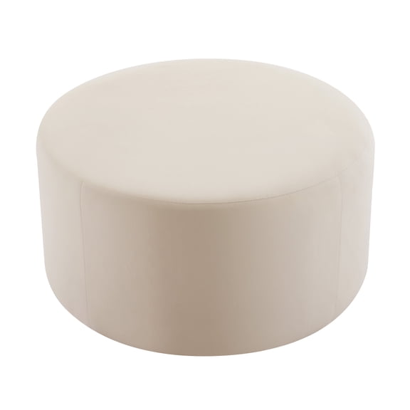 GDF Studio Chic Modern Plush Velvet Round Ottoman, Cream