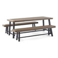 thumbnail image 1 of GDF Studio Chilian Outdoor Acacia Wood Rectangular 3 Piece Picnic Set, Gray and Rustic Metal, 1 of 13