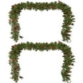 thumbnail image 1 of GDF Studio Christmas Garland with Frosted Needles, 15 Red Berries, 15 Pine Cones, and 50 LED Warm White Lights â Battery Operated with Timer, Set of 2, 1 of 6