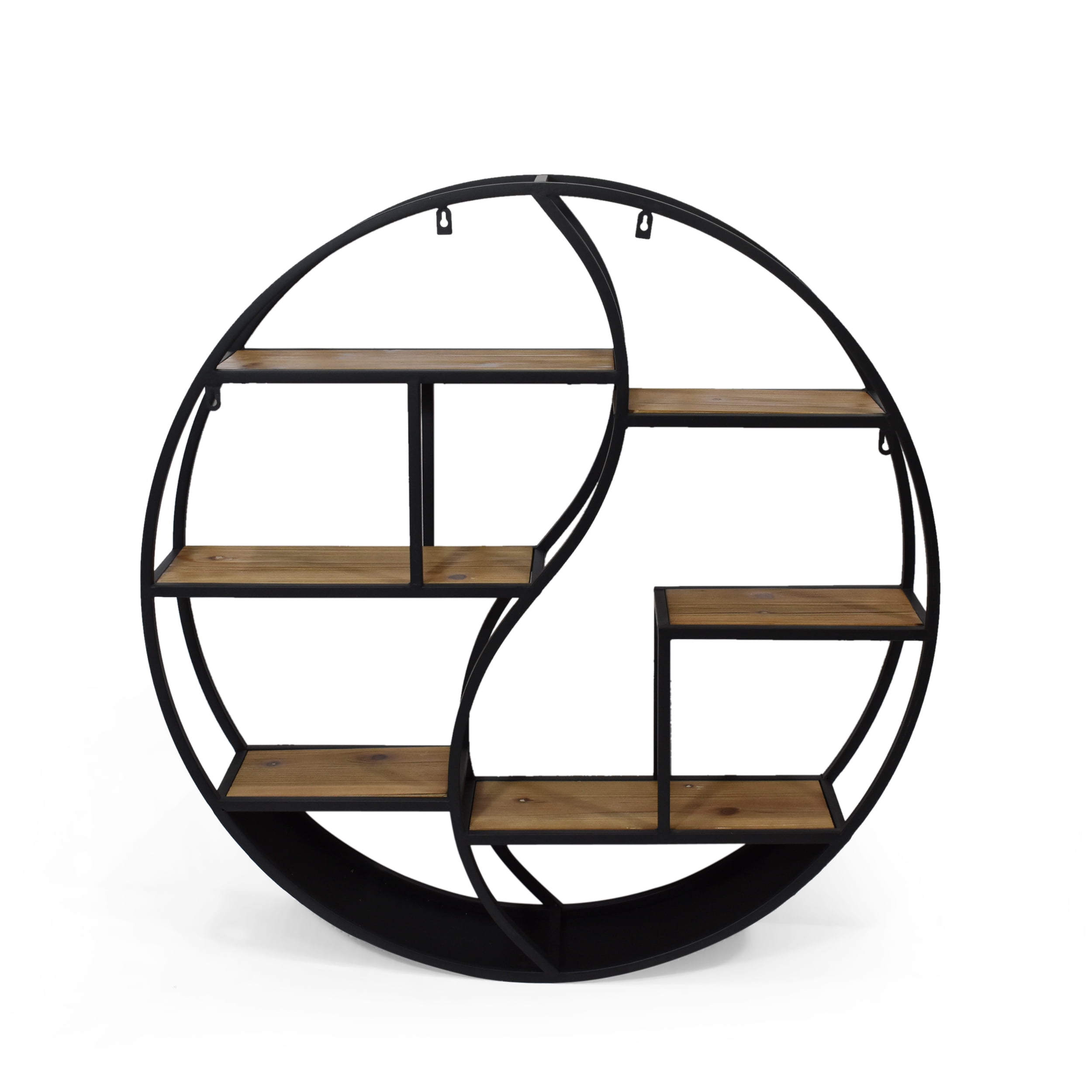 GDF Studio Circular Iron Floating Shelf, 6.50" x 34", Black