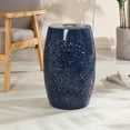 thumbnail image 1 of GDF Studio Classic Oriental Mosaic Outdoor Side Table with Ceramic Tile Top and Metal Frame, Dark Blue, 1 of 9