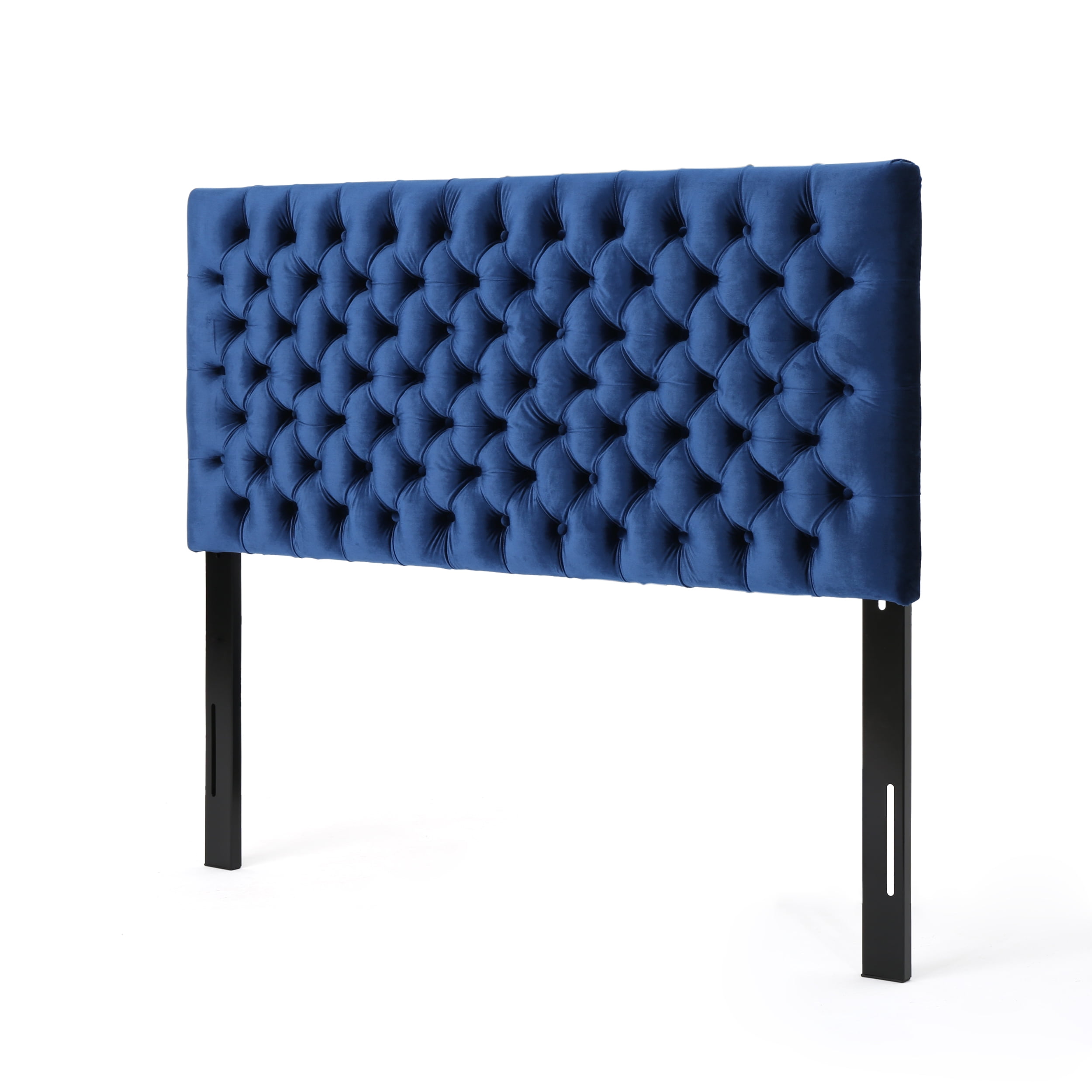 GDF Studio Classic Tufted Adjustable Velvet Headboard, Full/Queen, Navy Blue