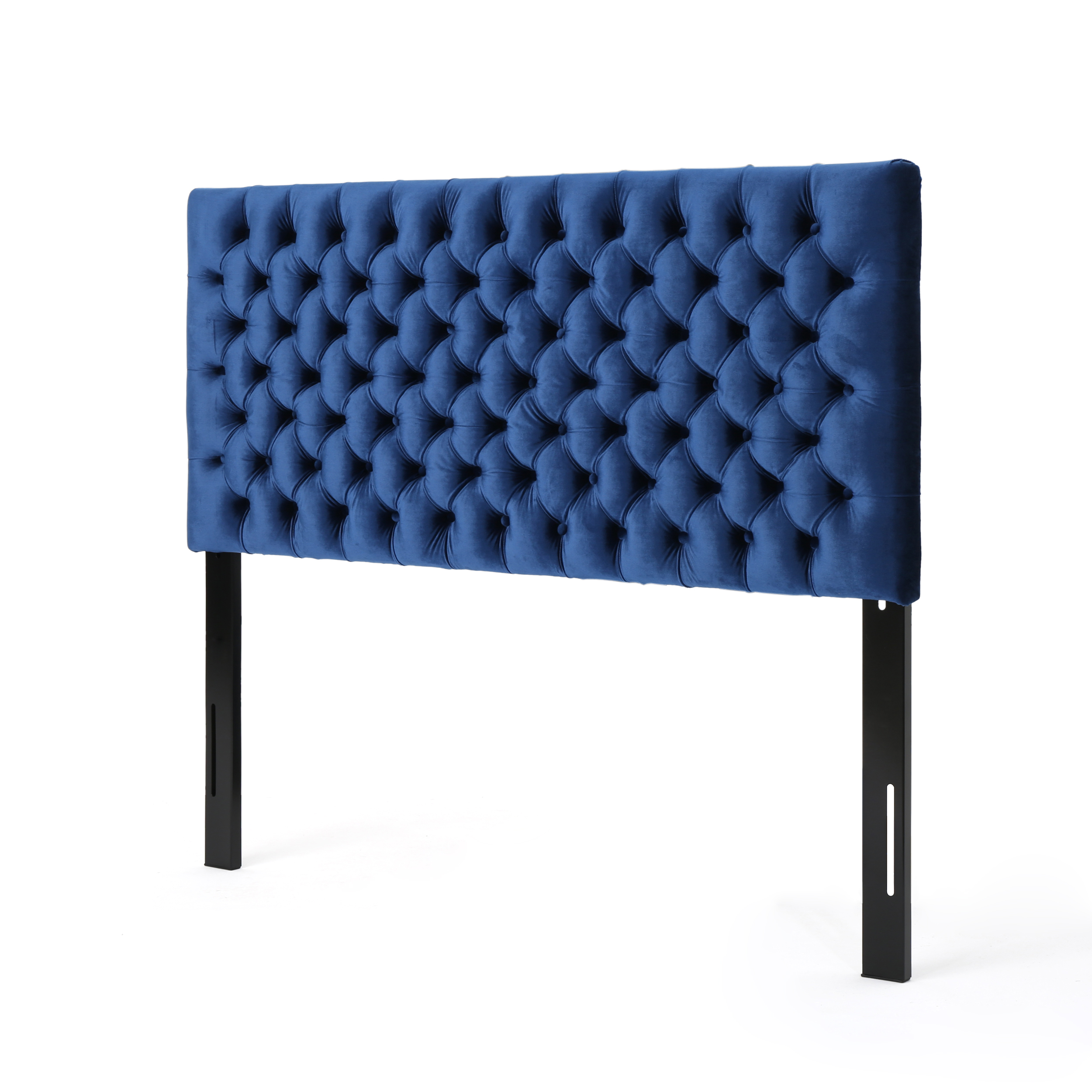 GDF Studio Classic Tufted Adjustable Velvet Headboard, Full/Queen, Navy Blue