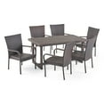 thumbnail image 1 of GDF Studio Clayton Outdoor Wicker 7 Piece Dining Set, Multibrown, 1 of 13