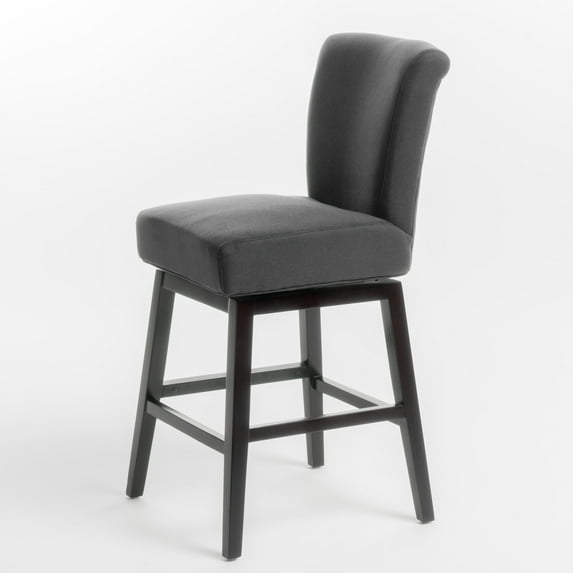 GDF Studio Cleo Contemporary Upholstered 27.5 Inch Swivel Counter Stool, Dark Charcoal Fabric and Dark Brown