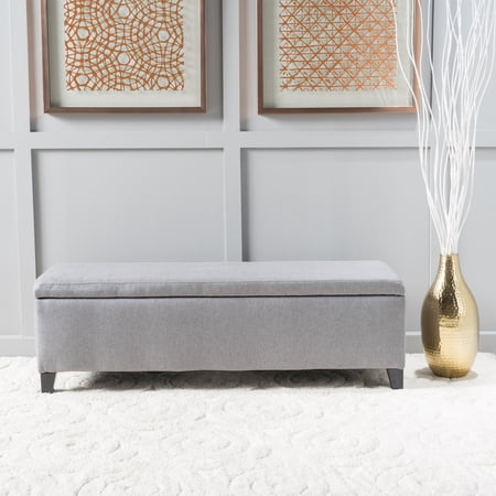 GDF Studio Clor Rectangular Fabric Lift Top Ottoman, Grey