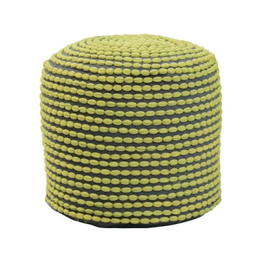 GDF Studio Collier Outdoor Handcrafted Modern Fabric Pouf Ottoman, Green
