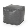 thumbnail image 1 of GDF Studio Conrail Contemporary Faux Leather Channel Stitch Pouf, Gray Cube, 1 of 8