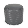 thumbnail image 1 of GDF Studio Conrail Contemporary Faux Leather Channel Stitch Pouf, Gray Cylinder, 1 of 8