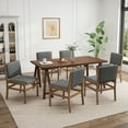 thumbnail image 1 of GDF Studio Contemporary 7 Piece Dining Set, 71" Rectangular Table with Upholstered Chairs, Walnut+Dark Gray, 1 of 15
