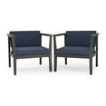 thumbnail image 1 of GDF Studio Cornelius Outdoor Acacia Wood Club Chairs with Cushions, Set of 2, Gray and Dark Gray, 1 of 6