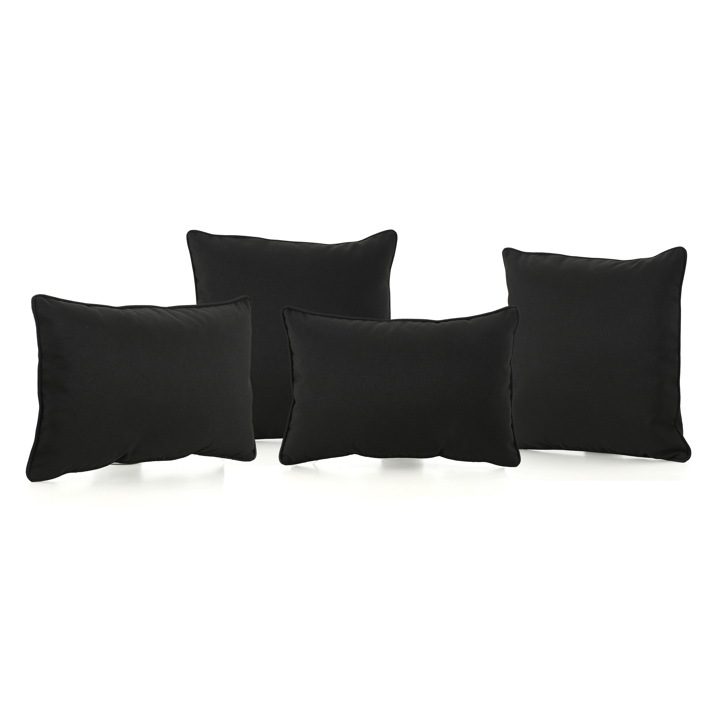 GDF Studio Corona Outdoor Water Resistant Pillows, Black, Set of 4