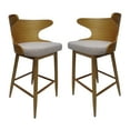 thumbnail image 1 of GDF Studio Cortland Mid Century Modern Fabric Upholstered Wood 30.5 Inch Barstools, Set of 2, Light Beige and Natural, 1 of 6