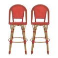 thumbnail image 1 of GDF Studio Cotterell Outdoor French Wicker and Aluminum 29.5 Inch Barstools, Set of 2, Red and Bamboo Finish, 1 of 9