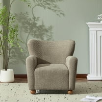 GDF Studio Cozy Wingback Armchair with Boucle Upholstery, Solid Wood Legs Accent Chair, Light Brown