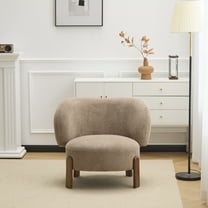 GDF Studio Cozy Wingback Armchair with Soft Upholstery, Wood Legs, Adorable Accent Chair, Light Brown