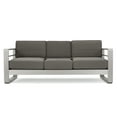 thumbnail image 1 of GDF Studio Crested Bay Outdoor Aluminum 3 Seater Loveseat Sofa with Tray, Silver and Gray, 1 of 10
