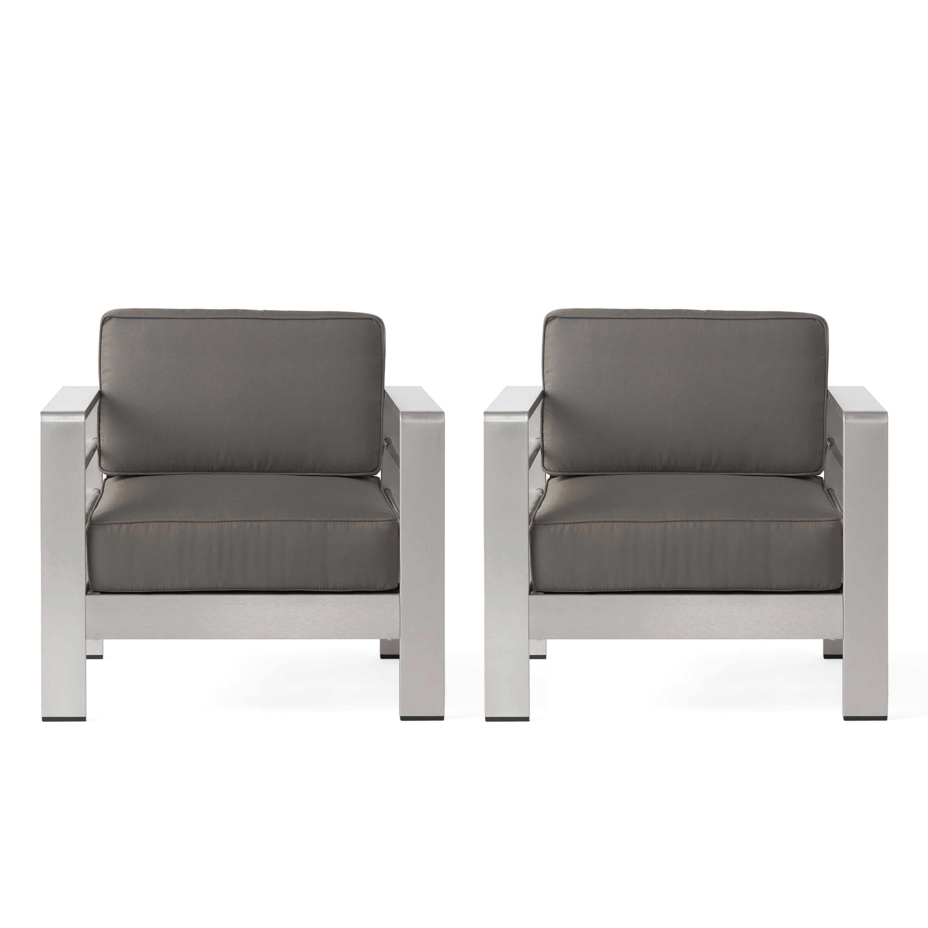 Coral Bay Aluminum Frame Club Chairs with Water-Resistant Cushions, Set of 2