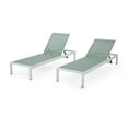 thumbnail image 1 of GDF Studio Crested Bay Outdoor Mesh and Aluminum Armless Adjustable Chaise Lounges, Set of 2, Green and White, 1 of 11