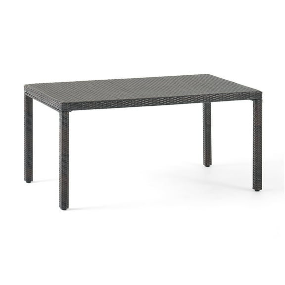 GDF Studio Crestline Outdoor Wicker Rectangular Dining Table, Multibrown