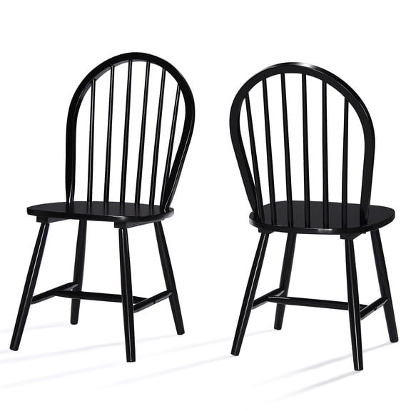 GDF Studio Crosby Traditional Indoor Rubberwood Dining Chairs, Set of 2, Black