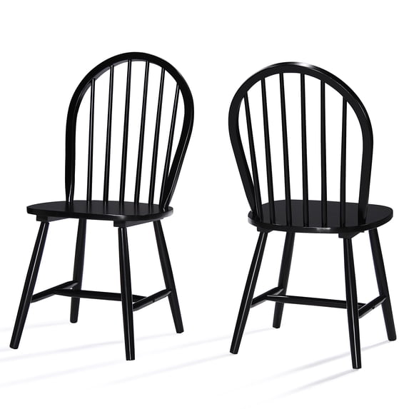 GDF Studio Crosby Traditional Indoor Rubberwood Dining Chairs, Set of 2, Black