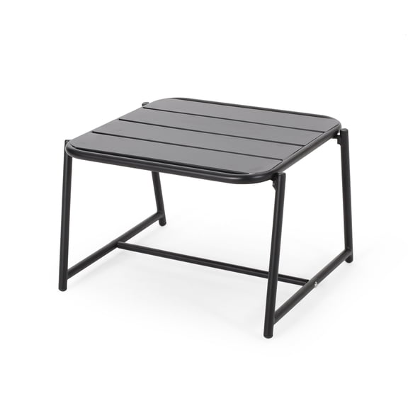 GDF Studio Crowningshield Outdoor Iron Side Table, Matte Black