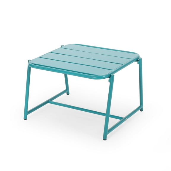 GDF Studio Crowningshield Outdoor Iron Side Table, Matte Teal