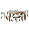 thumbnail image 1 of GDF Studio Crystal Mid Century Modern Fabric Upholstered 7 Piece Dining Set, Mint and Walnut, 1 of 13