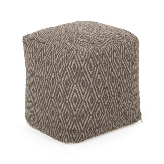 GDF Studio Cube Southwestern Woven Fabric Pouf, Brown