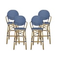 thumbnail image 1 of GDF Studio Danberry Outdoor Wicker and Aluminum 29.5 Inch French Barstools, Set of 4, Navy Blue, White, and Bamboo Print Finish, 1 of 8
