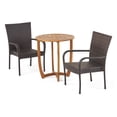 thumbnail image 1 of GDF Studio Danyella Outdoor Acacia Wood and Wicker 3 Piece Bistro Set, Teak and Multibrown, 1 of 13
