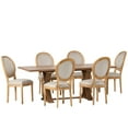thumbnail image 1 of GDF Studio Dason French Country Fabric Upholstered Wood 7 Piece Dining Set, Beige and Natural, 1 of 13