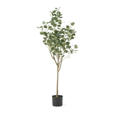 GDF Studio Davos 5' x 2'  Plastic Artificial Eucalyptus Tree, Green